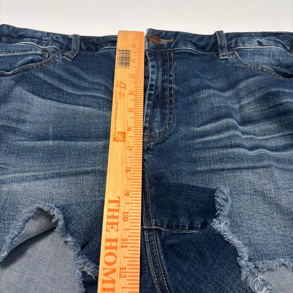 Dear John Denim Shorts Womens 33 Blue Mid Rise Stretch Raw Hem Casual - Picture 6 of 7